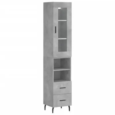 vidaXL Visoka omara betonsko siva 34,5x34x180 cm inženirski les