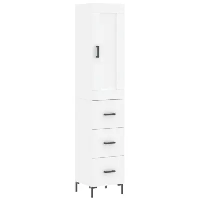 vidaXL Visoka omara bela 34,5x34x180 cm inženirski les