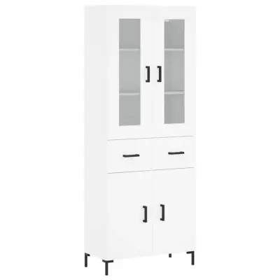 vidaXL Visoka omara bela 69,5x34x180 cm inženirski les