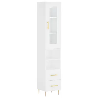 vidaXL Visoka omara bela 34,5x34x180 cm inženirski les