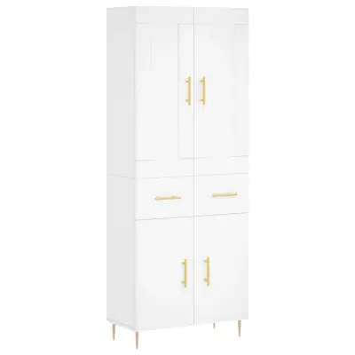 vidaXL Visoka omara bela 69,5x34x180 cm inženirski les