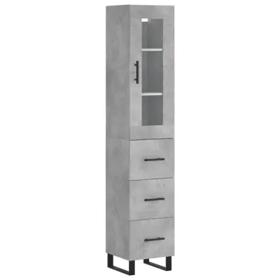 vidaXL Visoka omara betonsko siva 34,5x34x180 cm inženirski les