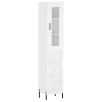 vidaXL Visoka omara bela 34,5x34x180 cm inženirski les