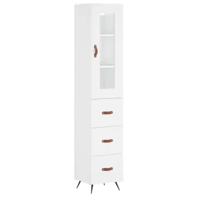 vidaXL Visoka omara bela 34,5x34x180 cm inženirski les