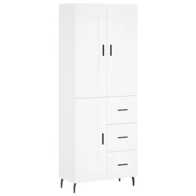vidaXL Visoka omara bela 69,5x34x180 cm inženirski les
