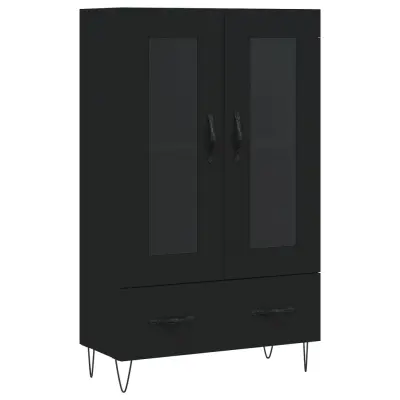 vidaXL Visoka omara črna 69,5x31x115 cm inženirski les
