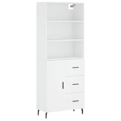 vidaXL Visoka omara bela 69,5x34x180 cm inženirski les