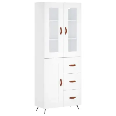 vidaXL Visoka omara bela 69,5x34x180 cm inženirski les