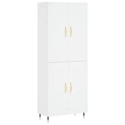 vidaXL Visoka omara bela 69,5x34x180 cm inženirski les