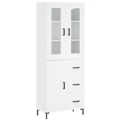 vidaXL Visoka omara bela 69,5x34x180 cm inženirski les