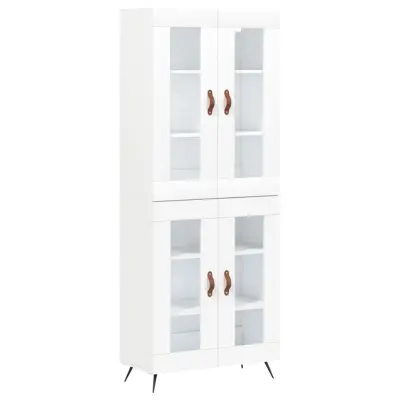 vidaXL Visoka omara bela 69,5x34x180 cm inženirski les