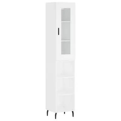 vidaXL Visoka omara bela 34,5x34x180 cm inženirski les