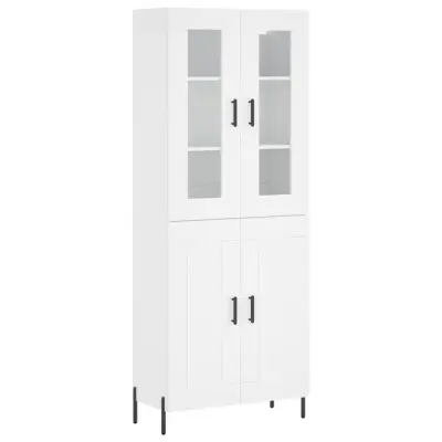 vidaXL Visoka omara bela 69,5x34x180 cm inženirski les