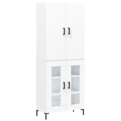 vidaXL Visoka omara bela 69,5x34x180 cm inženirski les