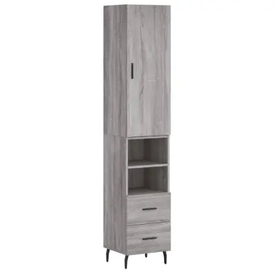 vidaXL Visoka omara siva sonoma 34,5x34x180 cm inženirski les
