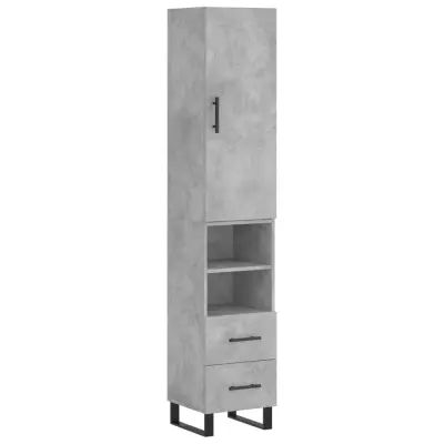 vidaXL Visoka omara betonsko siva 34,5x34x180 cm inženirski les