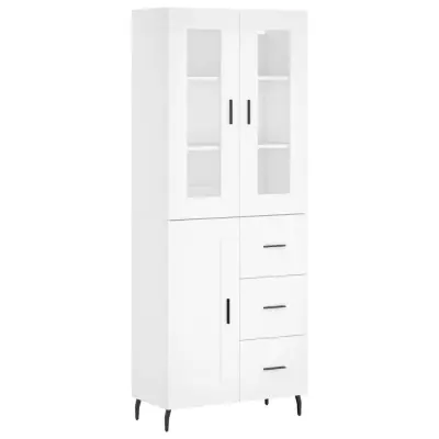 vidaXL Visoka omara bela 69,5x34x180 cm inženirski les