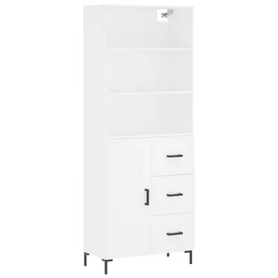 vidaXL Visoka omara bela 69,5x34x180 cm inženirski les