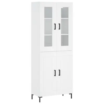 vidaXL Visoka omara bela 69,5x34x180 cm inženirski les