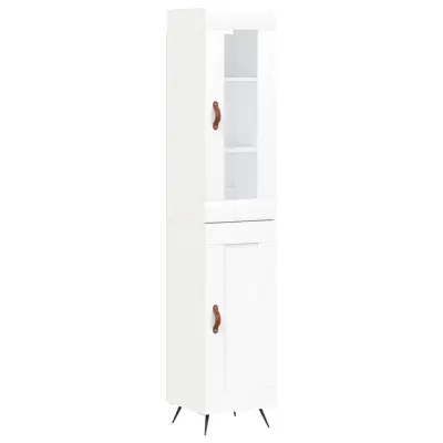 vidaXL Visoka omara bela 34,5x34x180 cm inženirski les