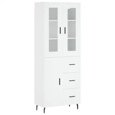 vidaXL Visoka omara bela 69,5x34x180 cm inženirski les
