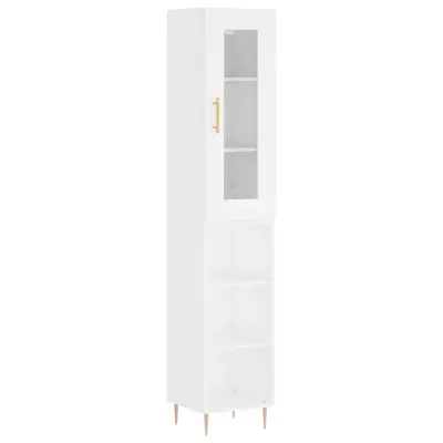 vidaXL Visoka omara bela 34,5x34x180 cm inženirski les