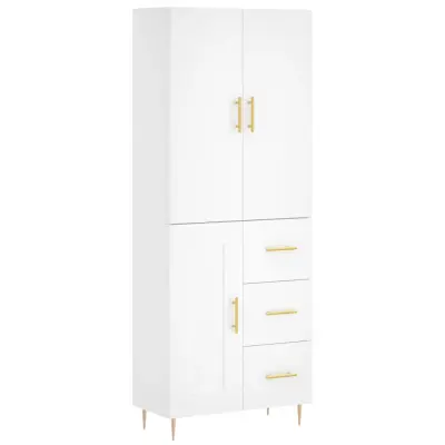 vidaXL Visoka omara bela 69,5x34x180 cm inženirski les