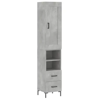 vidaXL Visoka omara betonsko siva 34,5x34x180 cm inženirski les