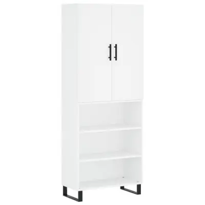 vidaXL Visoka omara bela 69,5x34x180 cm inženirski les