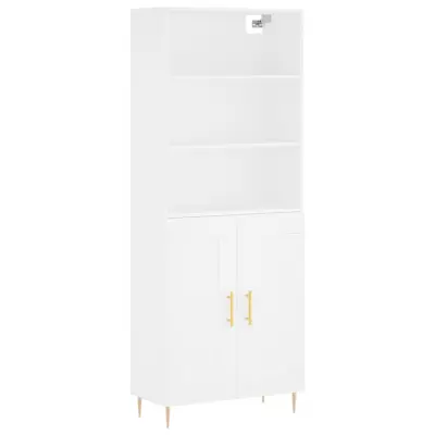 vidaXL Visoka omara bela 69,5x34x180 cm inženirski les