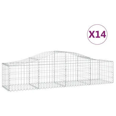 vidaXL Obokane gabion košare 14 kosov 200x50x40/60 cm pocinkano železo