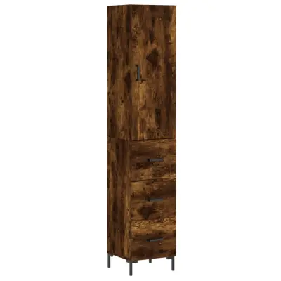 vidaXL Visoka omara dimljeni hrast 34,5x34x180 cm inženirski les