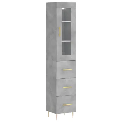 vidaXL Visoka omara betonsko siva 34,5x34x180 cm inženirski les