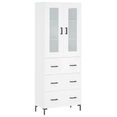 vidaXL Visoka omara bela 69,5x34x180 cm inženirski les