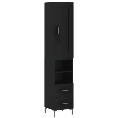 vidaXL Visoka omara črna 34,5x34x180 cm inženirski les