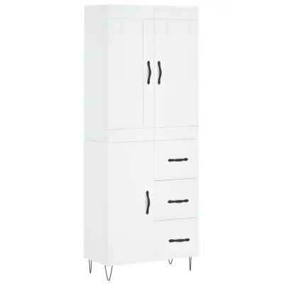 vidaXL Visoka omara bela 69,5x34x180 cm inženirski les