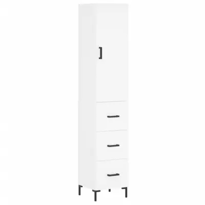 vidaXL Visoka omara bela 34,5x34x180 cm inženirski les
