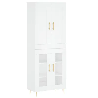 vidaXL Visoka omara bela 69,5x34x180 cm inženirski les