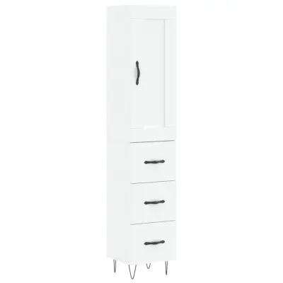 vidaXL Visoka omara bela 34,5x34x180 cm inženirski les