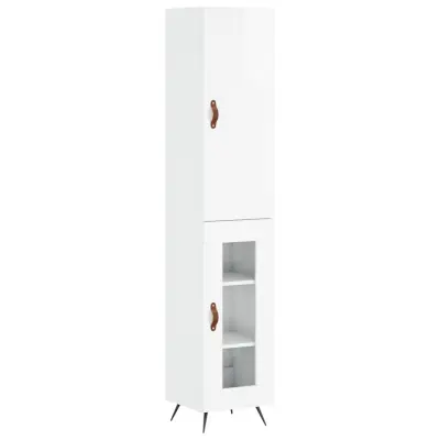 vidaXL Visoka omara visok sijaj bela 34,5x34x180 cm inženirski les