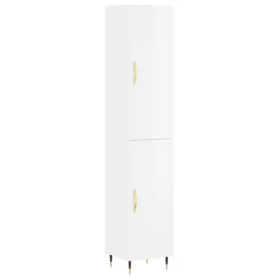 vidaXL Visoka omara visok sijaj bela 34,5x34x180 cm inženirski les