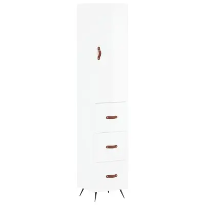 vidaXL Visoka omara visok sijaj bela 34,5x34x180 cm inženirski les