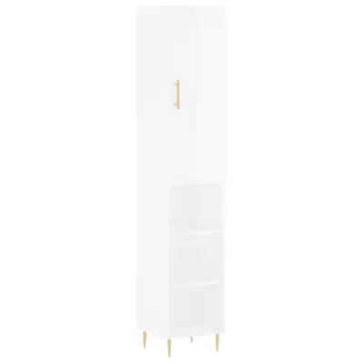 vidaXL Visoka omara visok sijaj bela 34,5x34x180 cm inženirski les