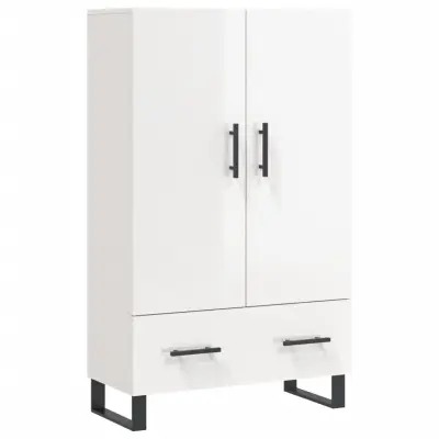 vidaXL Visoka omara visok sijaj bela 69,5x31x115 cm inženirski les
