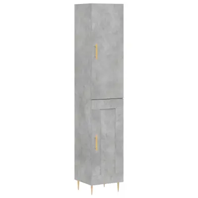 vidaXL Visoka omara betonsko siva 34,5x34x180 cm inženirski les