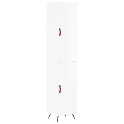 vidaXL Visoka omara visok sijaj bela 34,5x34x180 cm inženirski les