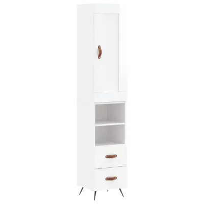 vidaXL Visoka omara visok sijaj bela 34,5x34x180 cm inženirski les