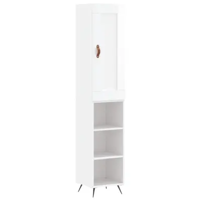 vidaXL Visoka omara visok sijaj bela 34,5x34x180 cm inženirski les