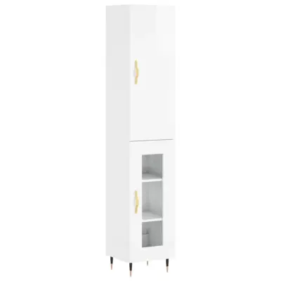 vidaXL Visoka omara visok sijaj bela 34,5x34x180 cm inženirski les