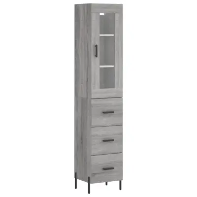 vidaXL Visoka omara siva sonoma 34,5x34x180 cm inženirski les